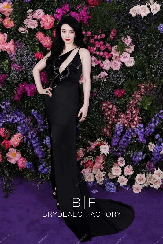 Fan Bing Bing 2023 Cannes Film Festival Black Long Slit Celebrity Dress Tunics Sophisticated sleek