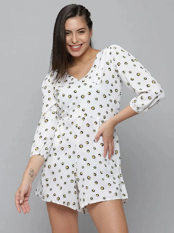 Women's White Printed Jumpsuit-AE-9985-White White jumpsuit, Classic style, Elegant, Summer wear