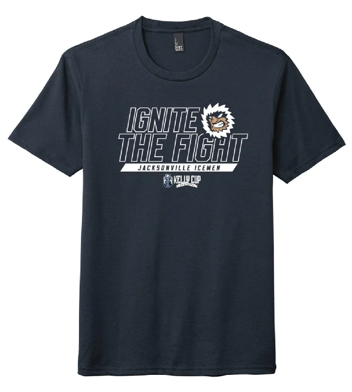 Jacksonville Icemen Navy '24 Playoff Ignite the Fight T-Shirt-- Striped Floral Plaid