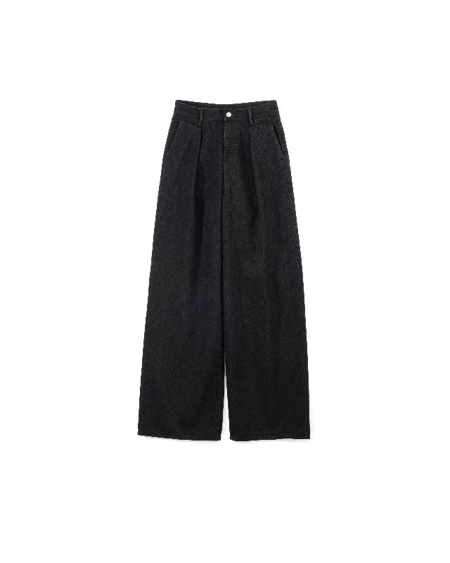 Selvage Denim Two Tuck Wide Pants Elegant Dress Pants