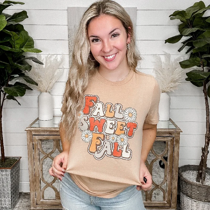 Sweet Fall Cotton Sand Graphic Tee Shirt-- Oversized T-Shirt Spandex breathable