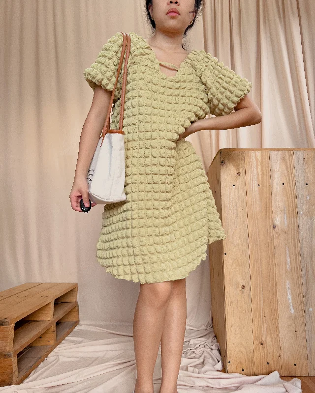 yellowish moss green textured dress Tunics Canvas sturdy