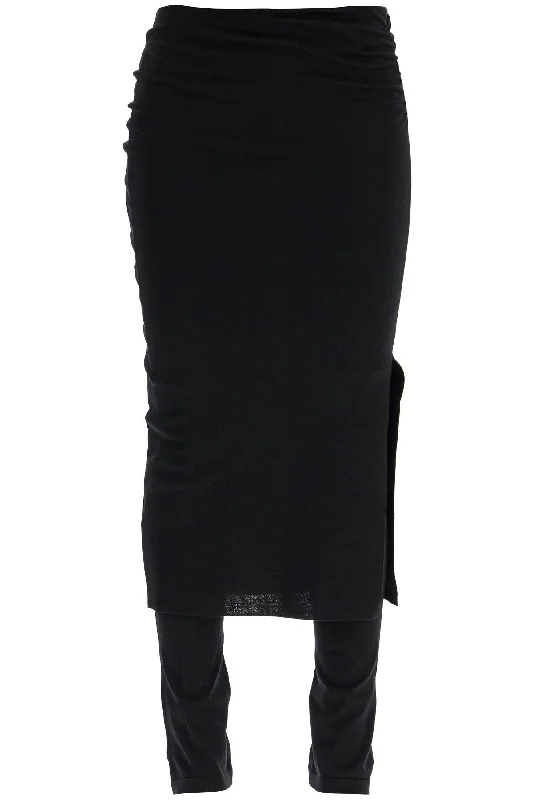 Draped Pant Skirt  - Black Stylish Elastic Waist Pants