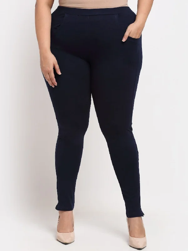 TAG 7 Women Plus Size Cotton Ankle Length Leggings Comfortable Stretch Leggings