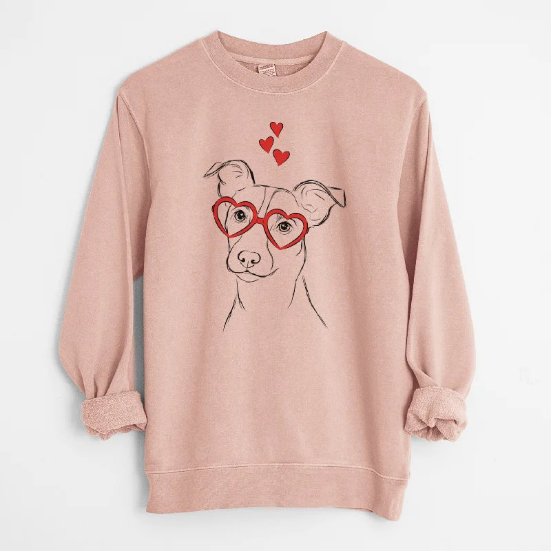 Valentine Max the Jack Russell Terrier - Unisex Pigment Dyed Crew Sweatshirt Hoodie with Gradient Ombre Colorful