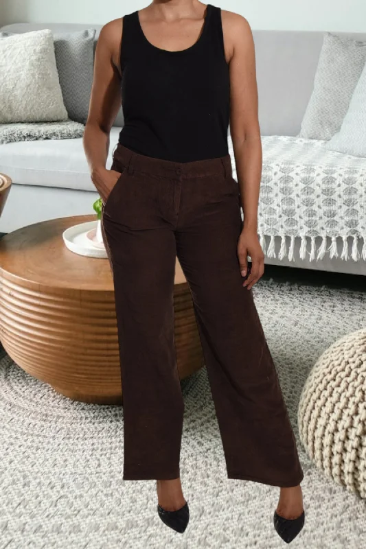 Dark Brown  Pants Chic Slim Fit Pants