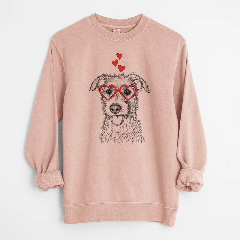 Valentine Maggie the Terrier Mix - Unisex Pigment Dyed Crew Sweatshirt Hoodie with Contrast Stitching Detailed Premium