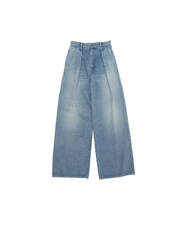 Selvage Denim Two Tuck Wide Pants Trendy Wide-Leg Pants