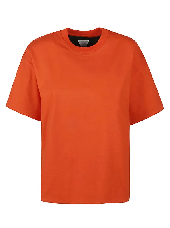 Bottega Veneta T-shirts And Polos Orange-- Mesh Fabric Canvas Fabric Denim Fabric