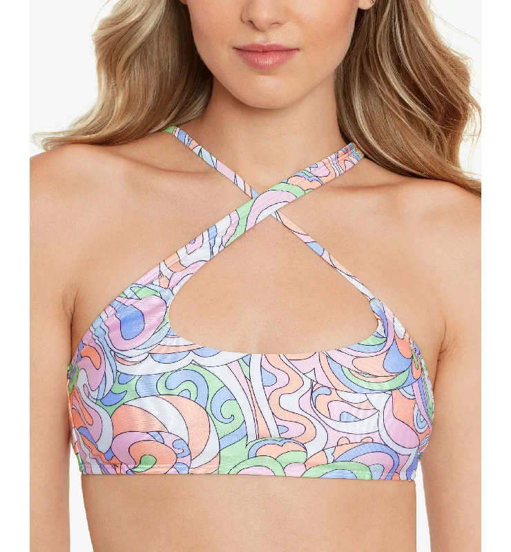 Juniors' Printed Crisscross-Strap Bikini Top Crochet bikini, Boho style, Trendy, Sexy