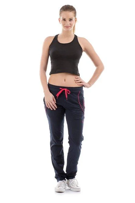 Lovable Cotton Gym Wear Dark Blue Track Pants for ladies Relaxed Lounge Trousers