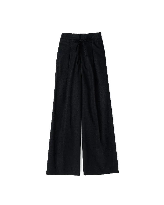 Wooly Cotton Twill Drawstring Wide Pants Classic Straight Pants