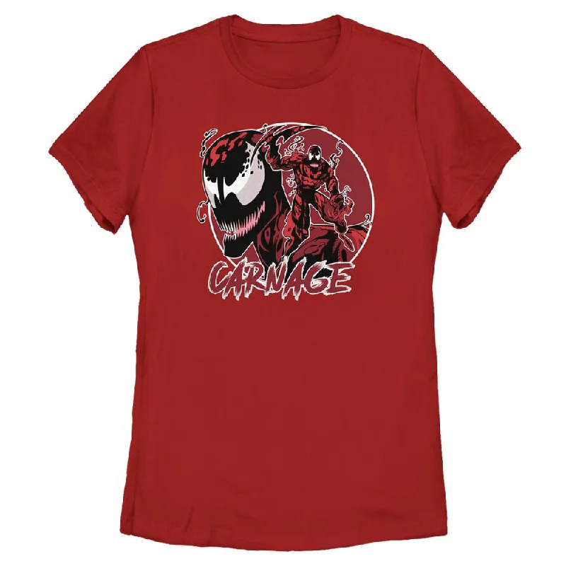 Women's Marvel Carnage Circle T-Shirt-- Fitted T-Shirt Seamless Stretchy