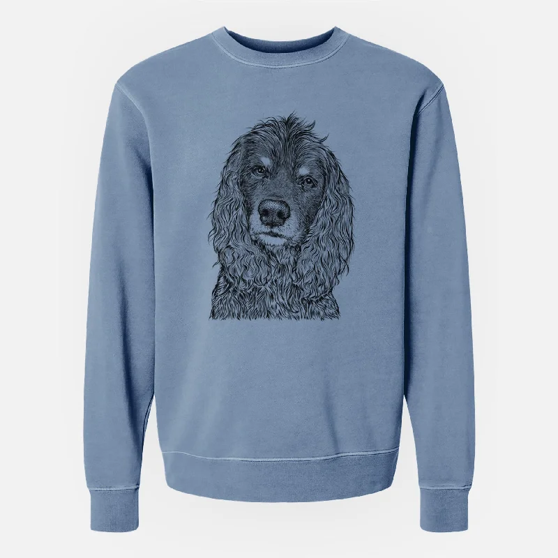 Bare Marley Boy the American Cocker Spaniel - Unisex Pigment Dyed Crew Sweatshirt Hoodie with Back Slit Movement Comfort