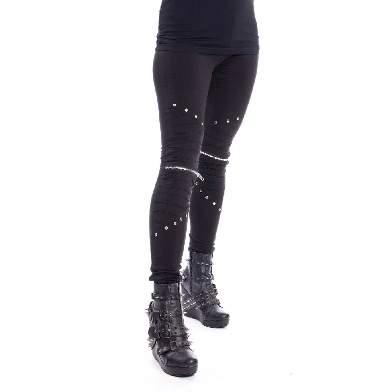 WIND LEGGINGS - BLACK Comfortable Ribbed Waistband Leggings