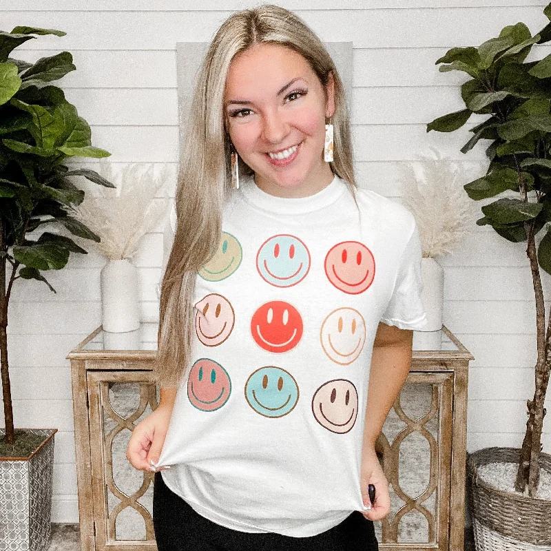 Makes Her Smile Cotton White Graphic Tee Shirt-- Layered Multi-layer Single Layer