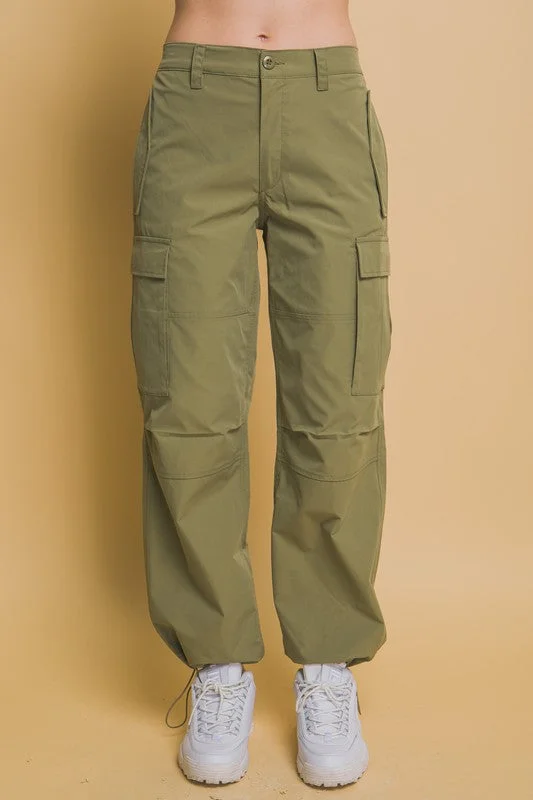 Cargo Elastic Waist Band Pant Cozy Full-Length Pants