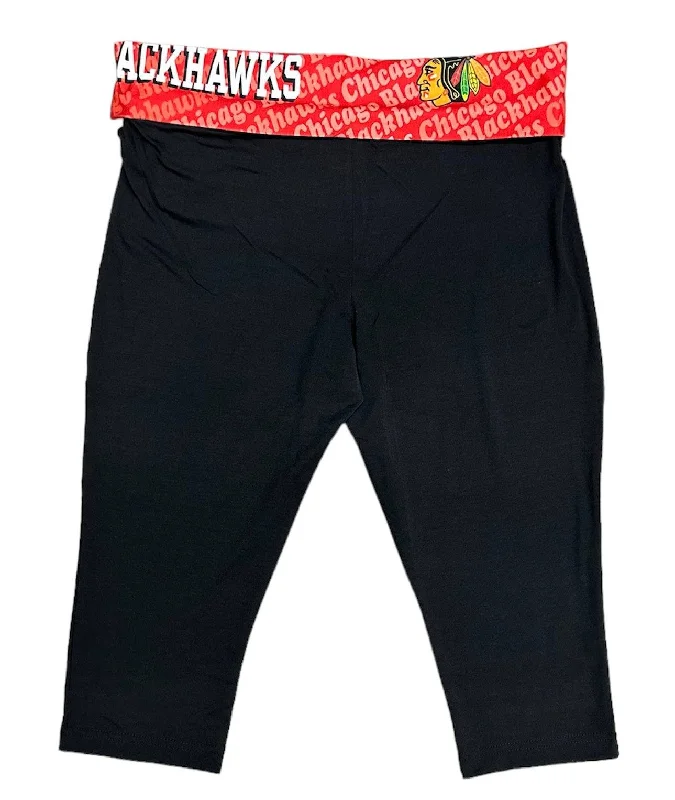 Chicago Blackhawks Cameo Fold Over Capri Leggings By Concepts Sport Cozy Mid-Rise Workout Leggings