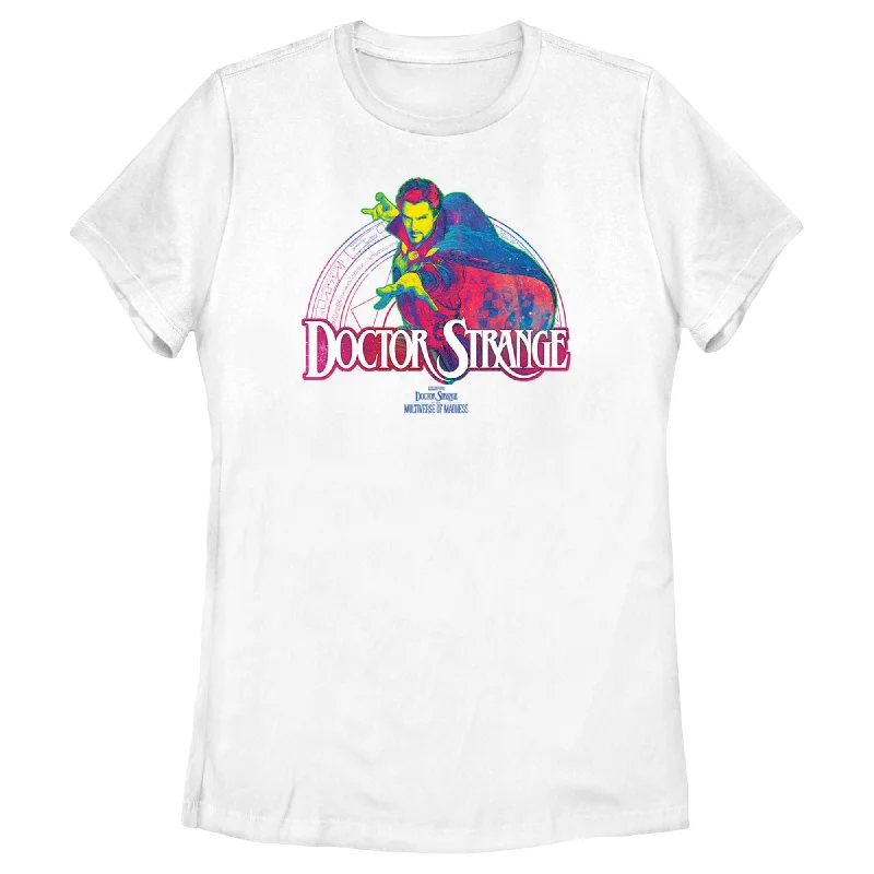 Women's Marvel Doctor Strange Doc Neon T-Shirt-- Nylon Fabric Polyester Fabric Spandex Fabric