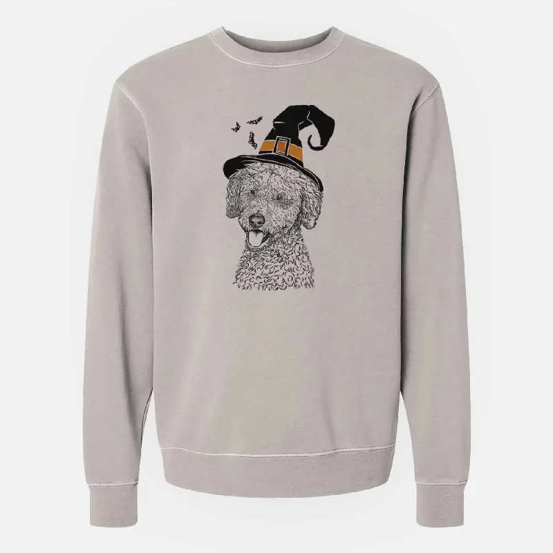 Witch Marlow the Goldendoodle - Unisex Pigment Dyed Crew Sweatshirt Hoodie with Half-Zip Sporty Casual