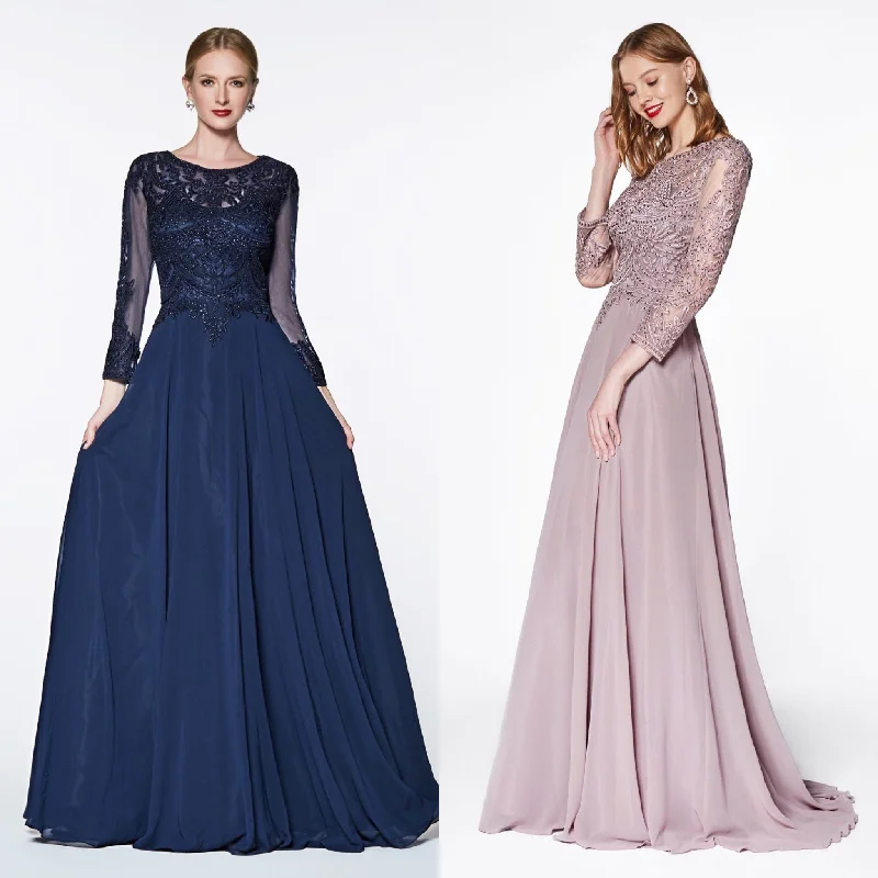 Harmony Affordable Chiffon Long Sleeves Mother of the Bride Groom Dress Navy and Mauve Tunics Versatile stylish