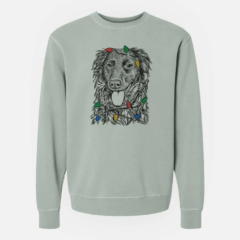 Christmas Lights Maisie Mae the Aussiedor - Unisex Pigment Dyed Crew Sweatshirt Hoodie with Mesh Breathable Sporty