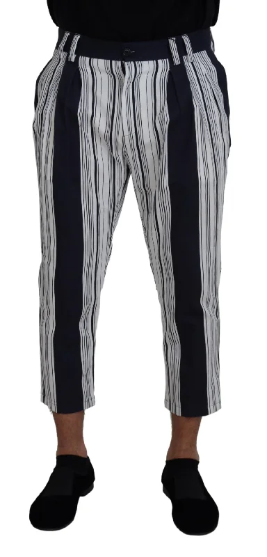 Elegant Striped Cotton Pants For Men Elegant High-Waist Pants