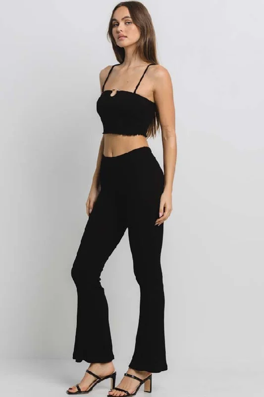 Ribbed Flare Pant Soft Cotton Pants