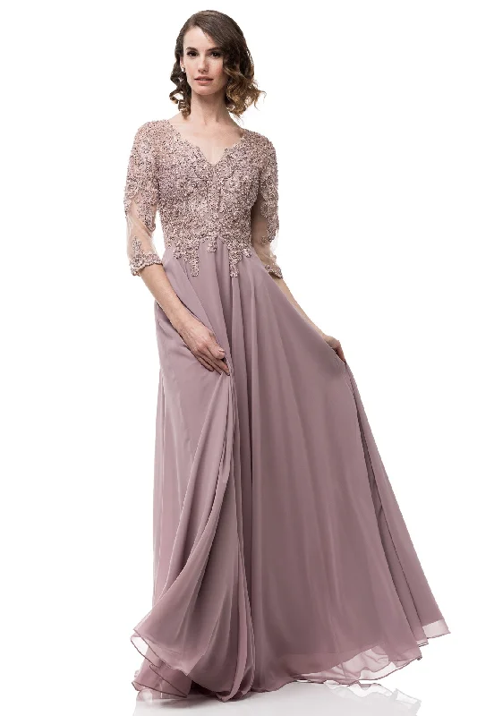 Floor Length Fantasy A-Line Chiffon Lace Mauve Mother of the Bride Groom Dress upto 4XL Tunics Trousers formal