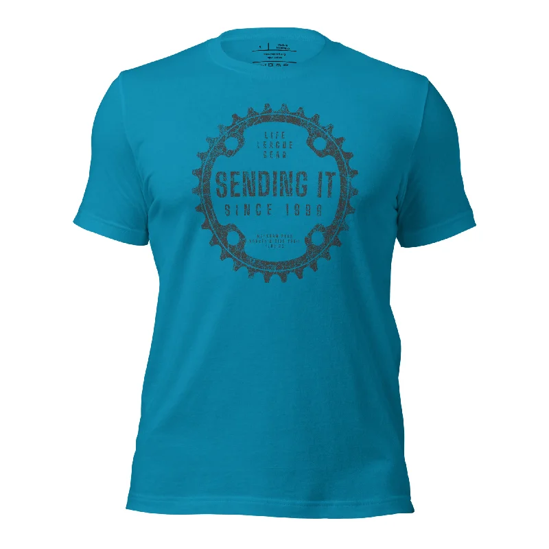 Life League Gear - SENDING IT - Unisex T-Shirt-- Spandex Blend Rayon Blend Denim Blend