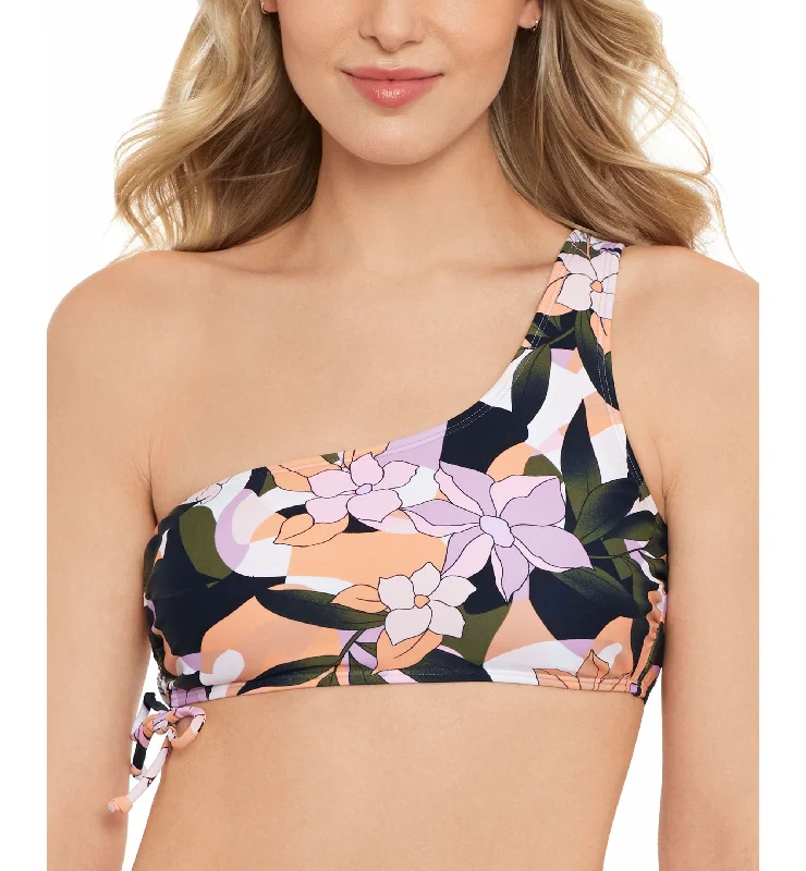 Juniors' Floral-Print One-Shoulder Bikini Top Bikini with padding, Supportive, Sexy, Comfortable