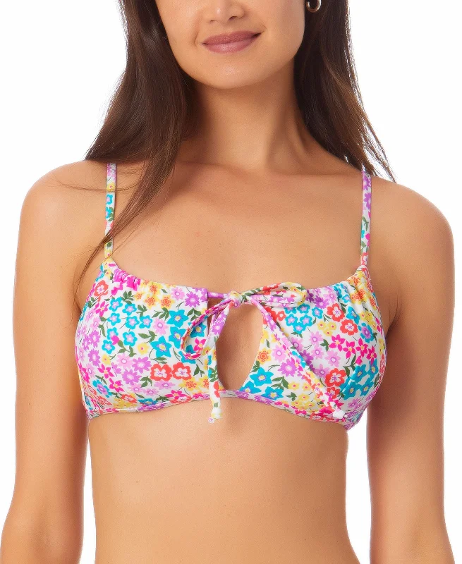 Juniors' Printed Keyhole Bikini Top High-leg bikini bottom, Sexy, Vintage style, Trendy