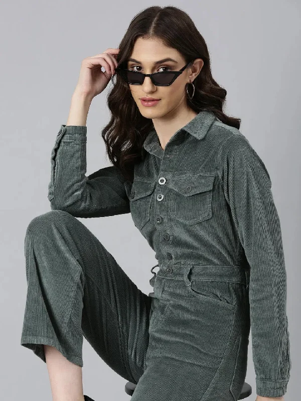 Women Green Solid Jumpsuit-IM-10643-Green Turtleneck jumpsuit, Cozy, Elegant, Trendy