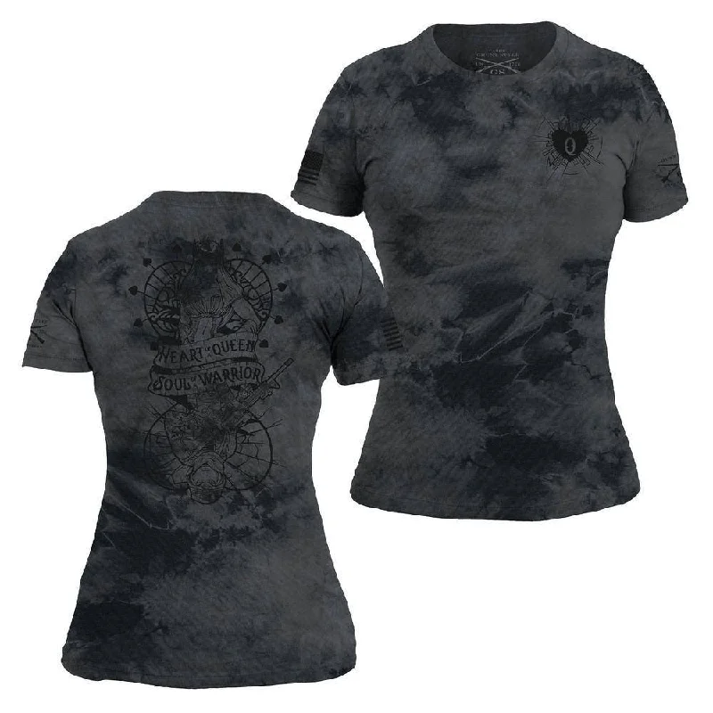 Women's Heart and Soul of a Warrior T-Shirt - Black Wash-- Fashionable Trendy Casual