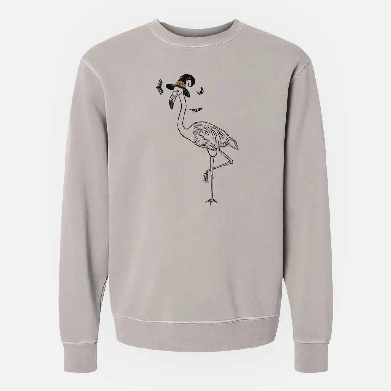 Witch Mango the Flamingo - Unisex Pigment Dyed Crew Sweatshirt Hoodie with Ribbed Cuffs Snug Fit Comfort