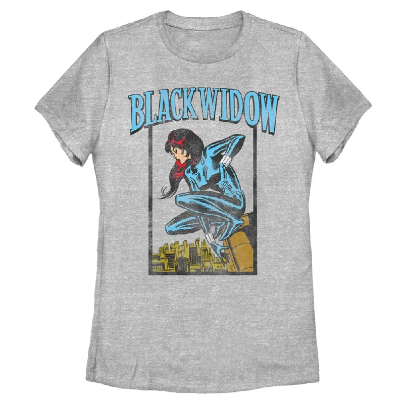 Women's Marvel BLACK WIDOW T-Shirt-- Hooded Caped Shawl Collar