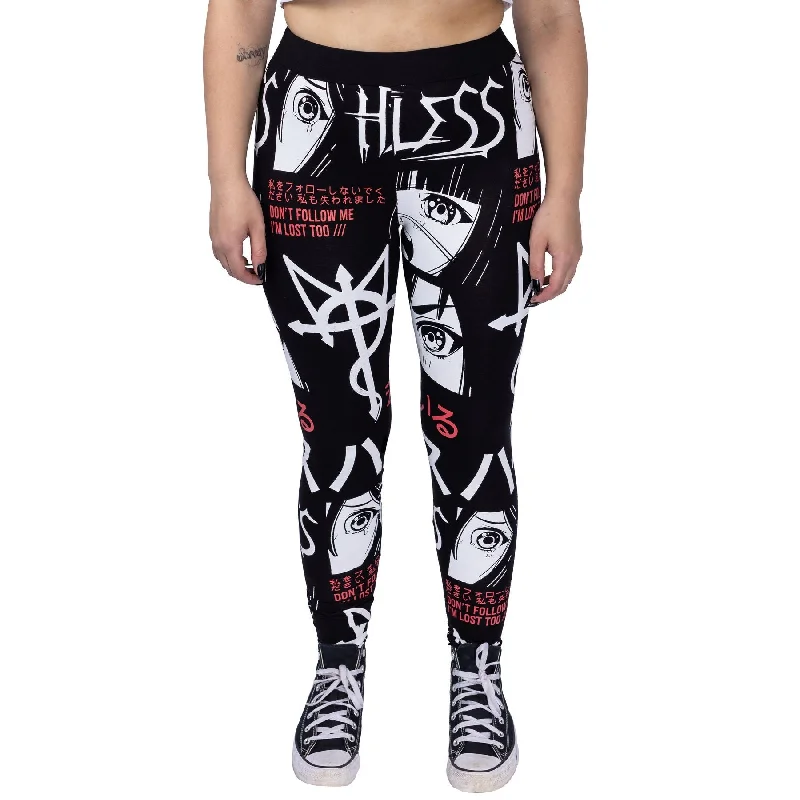 IM LOST LEGGINGS - BLACK/WHITE/RED Cozy Bootcut Leggings