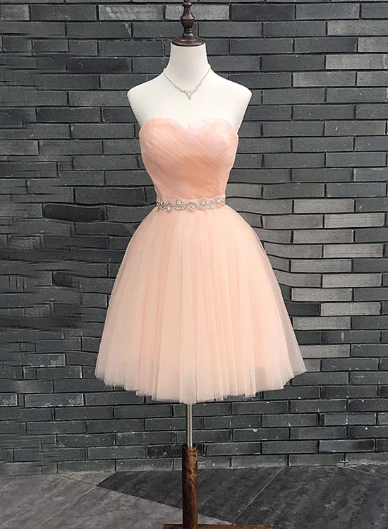 Lovely Handmade Pearl Pink Homecoming Dress, Lace-Up Short Prom Dress  gh503 Tunics Polka dots