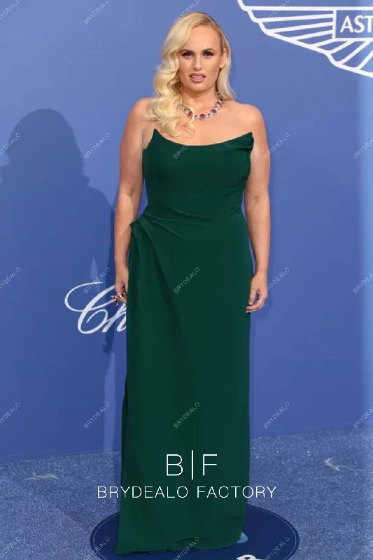 Rebel Wilson 2023 Cannes Film Festival Plus Size Dark Green Dress Tunics Corduroy durable