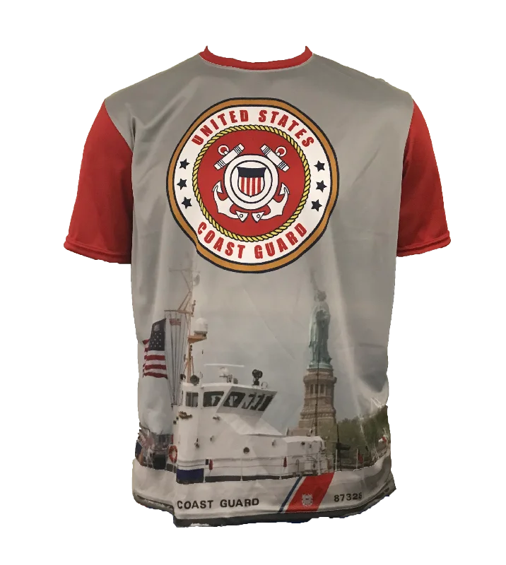 Evo9x COAST GUARD Full Dye Sublimated Crew Neck Shirt Grey-- Zippered Front Buttoned Front Snap Front