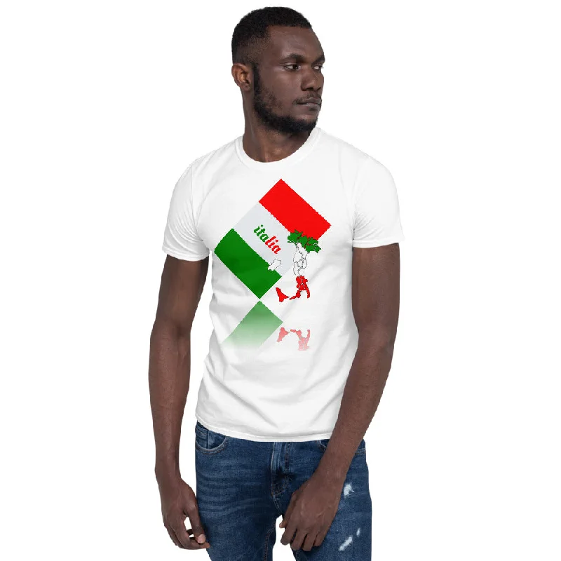 Short-Sleeve Elegant Italia - Italy Flag And Map Unisex Softstyle T-Shirt-- Hooded Caped Shawl Collar