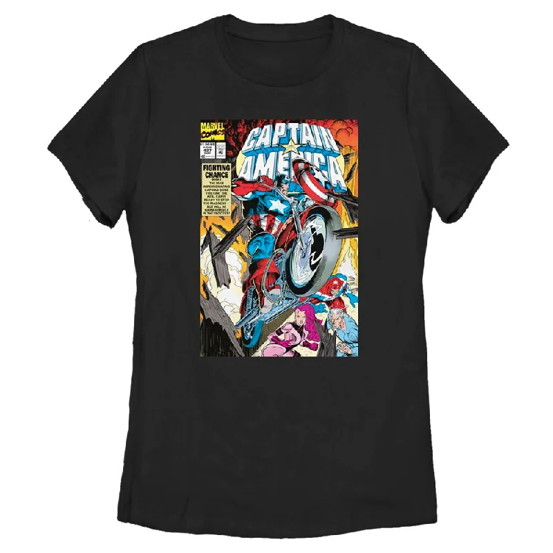 Women's Marvel Bike Cap T-Shirt-- V-Neck T-Shirt Long Sleeve Cotton