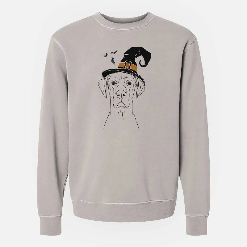 Witch Maddox the Great Dane - Unisex Pigment Dyed Crew Sweatshirt Hoodie with Ribbed Neckline Snug Warm