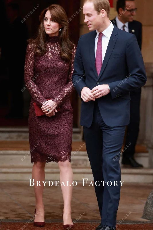 Kate Middleton Cabernet Lace Sheath Event Dress 2017 Tunics Corduroy durable