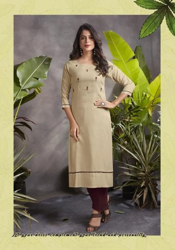 Rayon Beige Kurta Pant Set with Hand Work for Women Cozy Lounge Pants