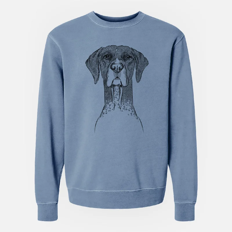 Bare Mattis the German Shorthaired Pointer - Unisex Pigment Dyed Crew Sweatshirt Hoodie with Raglan Sleeves Sporty Comfortable