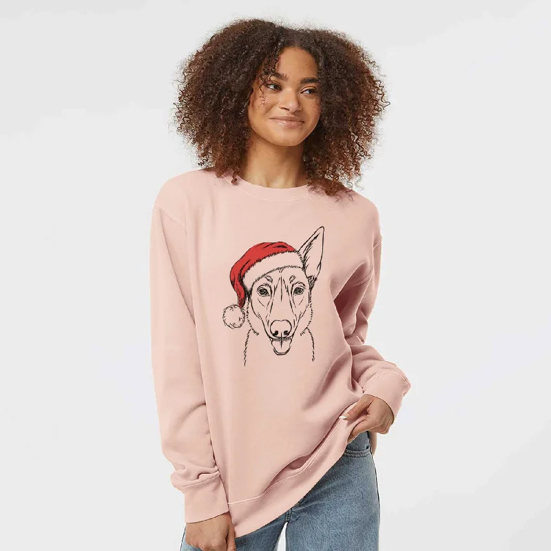 Santa Lyric the Belgian Malinois - Unisex Pigment Dyed Crew Sweatshirt Hoodie with Hem Lace Feminine Delicate