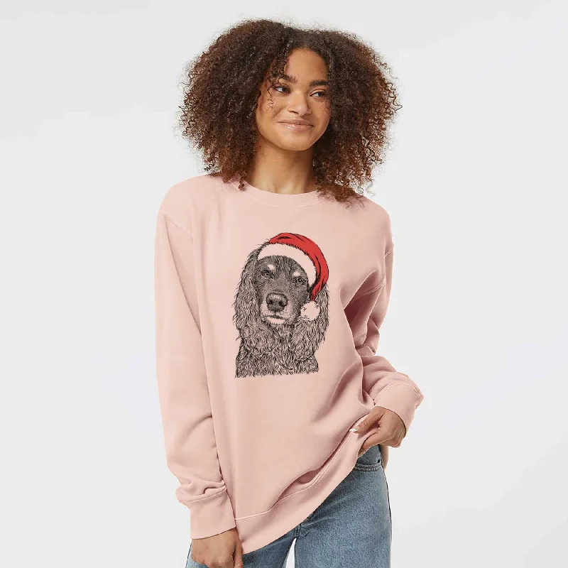 Santa Marley Boy the American Cocker Spaniel - Unisex Pigment Dyed Crew Sweatshirt Hoodie with Front Slit Layering Stylish