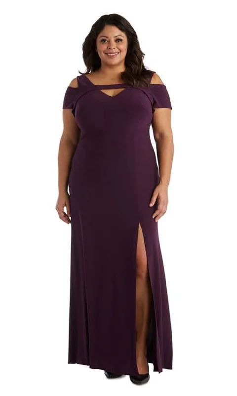 Nightway - 21519WSC Cold Shoulder Strappy Slit Stretch Dress Tunics Seasonal trendy