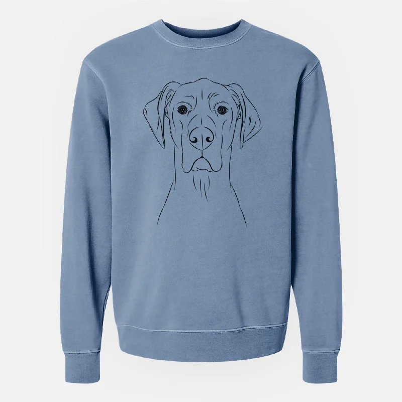 Bare Maddox the Great Dane - Unisex Pigment Dyed Crew Sweatshirt Hoodie with Mock Neck Collared Structured